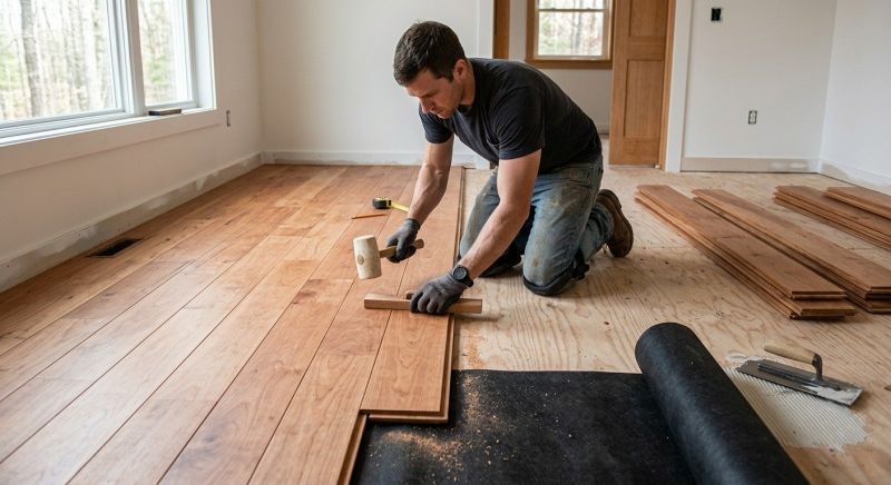 Cherry Floor Installation in Stoughton, MA