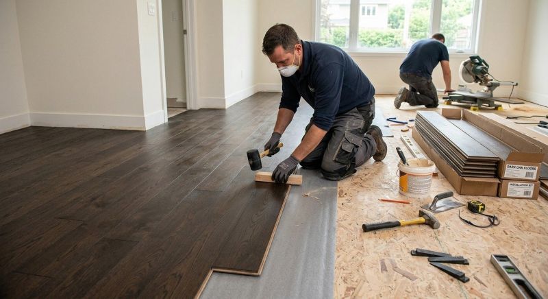Dark Wood Floor Installation in Natick, MA