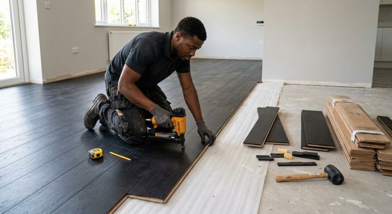 Dark Wood Floor Installation in Natick, MA