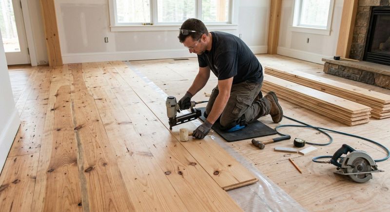 Pine Floor Installation in Natick, MA