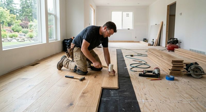 White Oak Floor Installation in Natick, MA